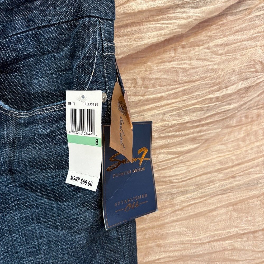 Seven7 Jeans Womens Boot Cut Dark Wash Blue Denim Embellished Pockets Size 8 - Picture 2 of 9